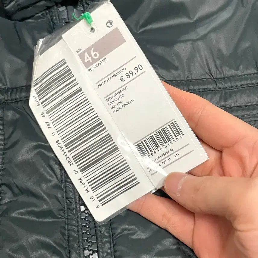 [BUNJANG] BENETTON Dark Green Puffer Jacket (Size 46) / (택있는 새상품)베네통 다크그린 푸퍼자켓 사이즈46