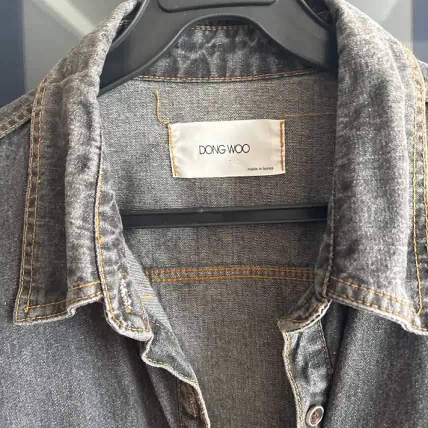 [BUNJANG] DONGWOO Denim Shirt Jacket - Black, Damage / DONGWOO 데님 셔츠 자켓 블랙 데미지