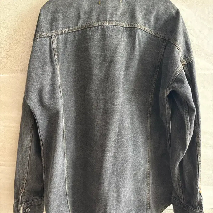 [BUNJANG] DONGWOO Denim Shirt Jacket - Black, Damage / DONGWOO 데님 셔츠 자켓 블랙 데미지