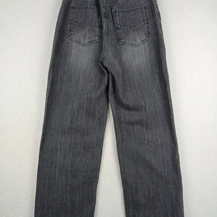 [BUNJANG] EZKATON Women's Washed Black Denim Wide Pants (M) / EZKATON 여성 워싱 블랙 데님 와이드 팬츠(M)