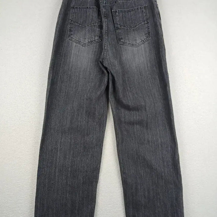 [BUNJANG] EZKATON Women's Washed Black Denim Wide Pants (M) / EZKATON 여성 워싱 블랙 데님 와이드 팬츠(M)