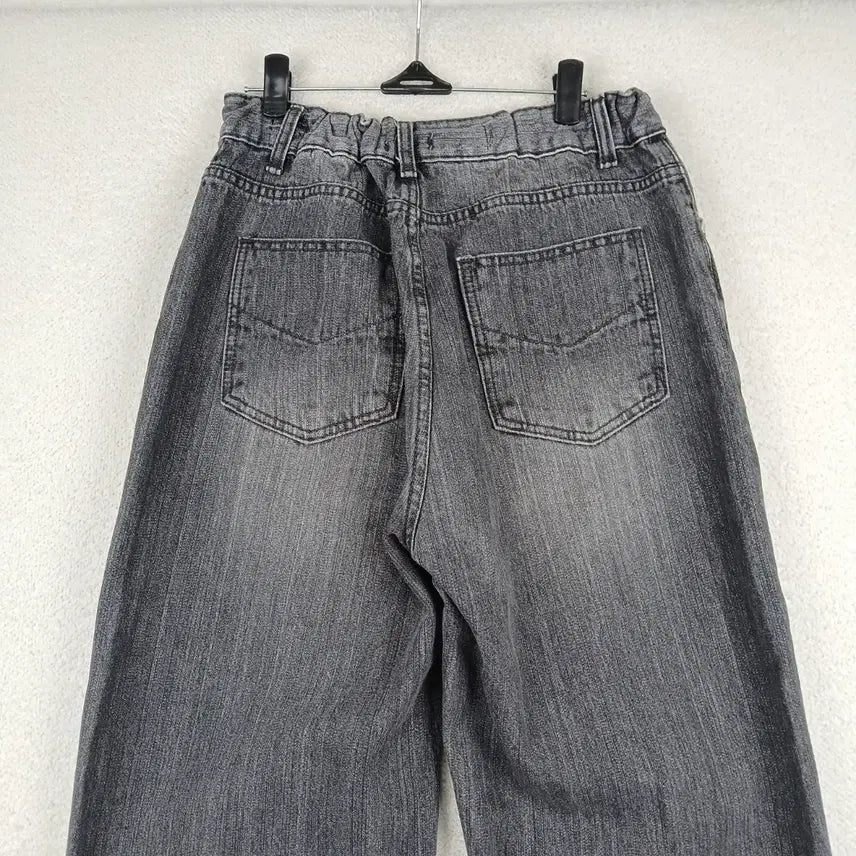 [BUNJANG] EZKATON Women's Washed Black Denim Wide Pants (M) / EZKATON 여성 워싱 블랙 데님 와이드 팬츠(M)
