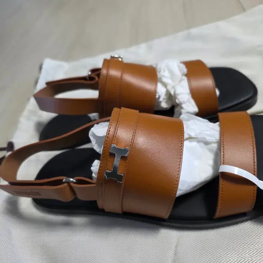 [BUNJANG] Hermes Brown Leather Sandals / 에르메스 브라운 레더 샌들 새상품
