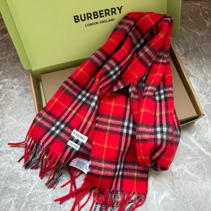 [BUNJANG] Burberry Check Pattern Red Muffler / 버버리 체크 패턴 레드 머플러