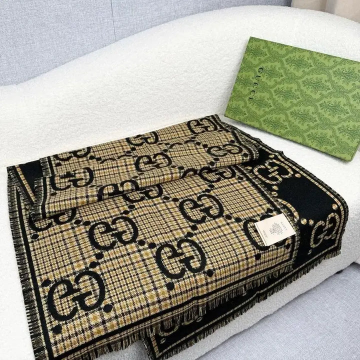 [BUNJANG] Gucci GG Logo Black Muffler Scarf / 구찌 GG 로고 블랙 머플러 스카프