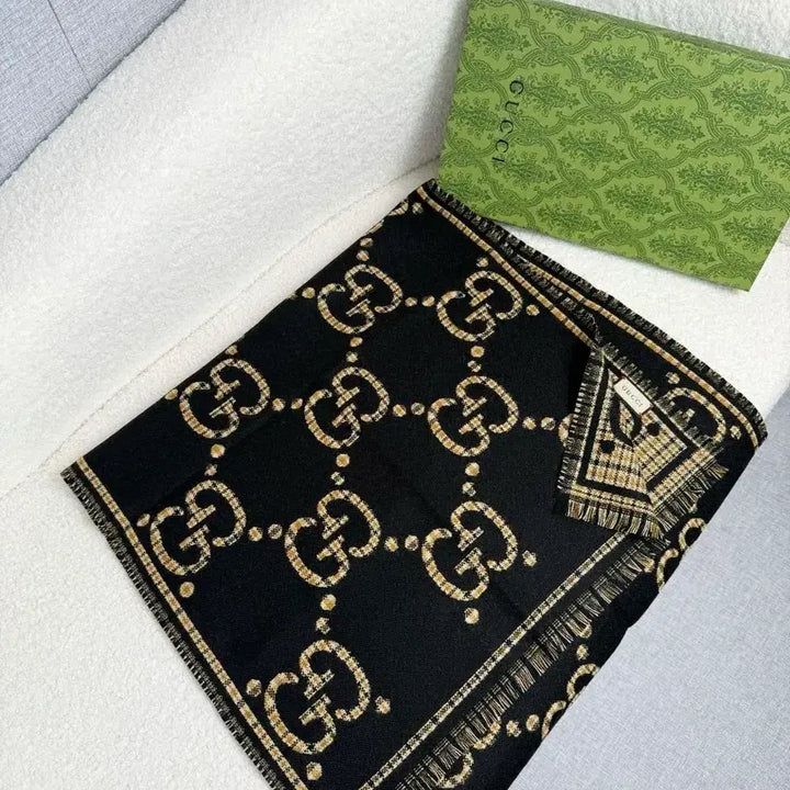 [BUNJANG] Gucci GG Logo Black Muffler Scarf / 구찌 GG 로고 블랙 머플러 스카프
