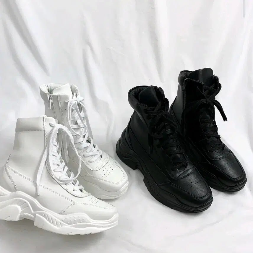 [BUNJANG] Goth Black Lace-up Boots / 고스룩 블랙 레이스업 부츠
