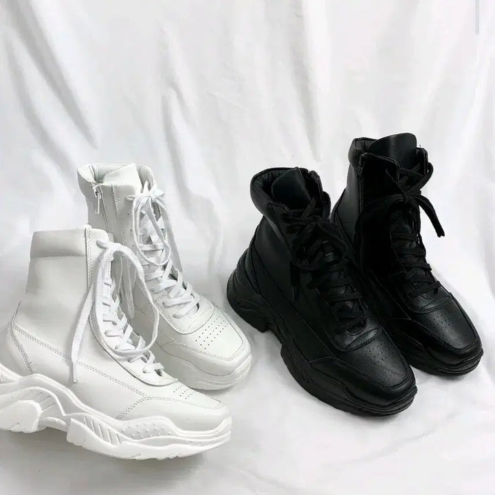 [BUNJANG] Goth Black Lace-up Boots / 고스룩 블랙 레이스업 부츠