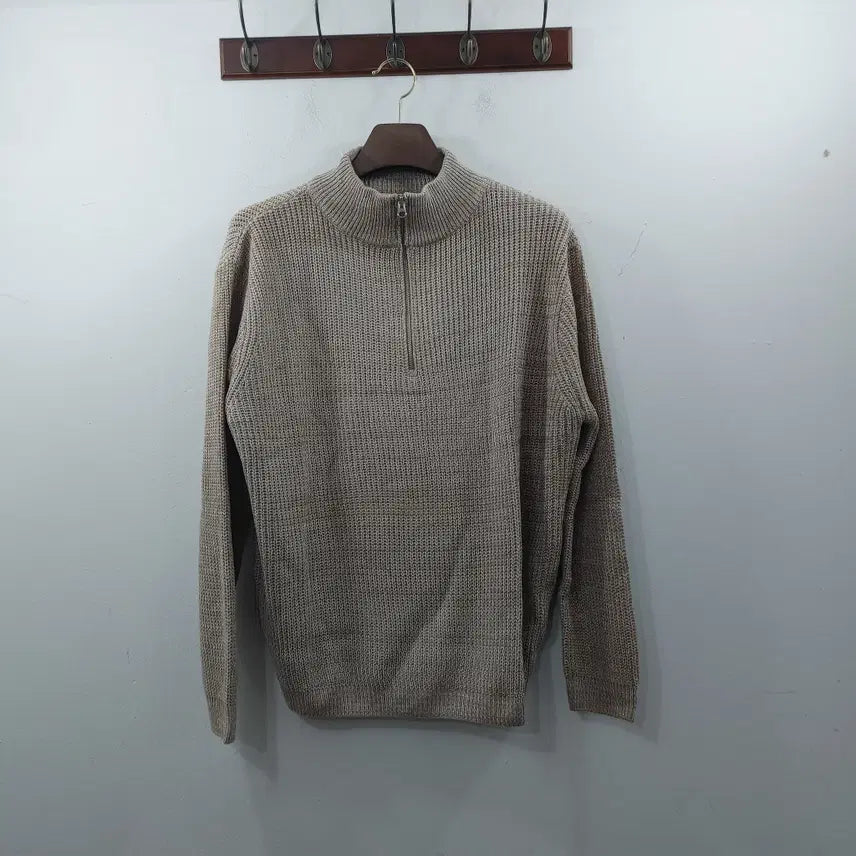 [BUNJANG] KOXX Men's Brown Half-Zip Lightweight Knit Sweater / 추XL KOXX 남성 브라운 반집업 가벼운 니트 스웨터