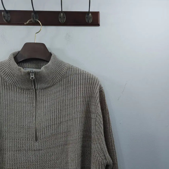 [BUNJANG] KOXX Men's Brown Half-Zip Lightweight Knit Sweater / 추XL KOXX 남성 브라운 반집업 가벼운 니트 스웨터