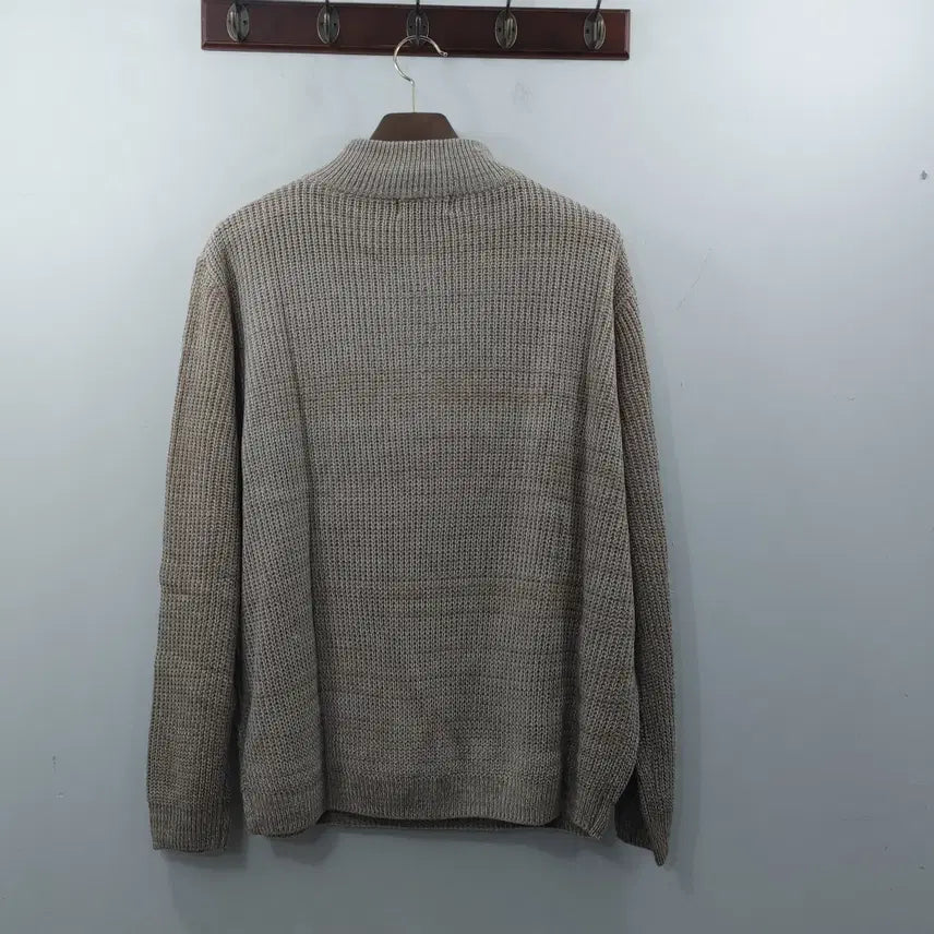 [BUNJANG] KOXX Men's Brown Half-Zip Lightweight Knit Sweater / 추XL KOXX 남성 브라운 반집업 가벼운 니트 스웨터