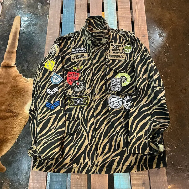 [BUNJANG] Hysteric Glamour Tiger Camo Patch M-65 Jacket / 00s 히스테릭 글래머 타이러 카모 패치 M-65 야상 자켓 유니섹스