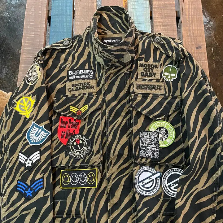 [BUNJANG] Hysteric Glamour Tiger Camo Patch M-65 Jacket / 00s 히스테릭 글래머 타이러 카모 패치 M-65 야상 자켓 유니섹스