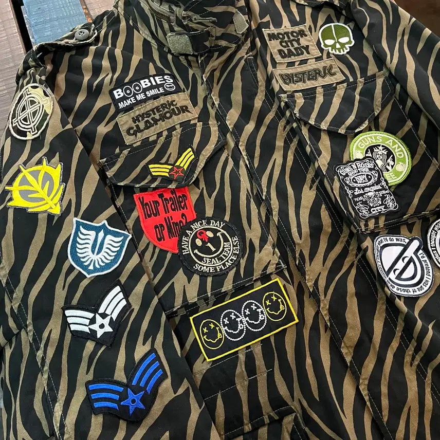 [BUNJANG] Hysteric Glamour Tiger Camo Patch M-65 Jacket / 00s 히스테릭 글래머 타이러 카모 패치 M-65 야상 자켓 유니섹스