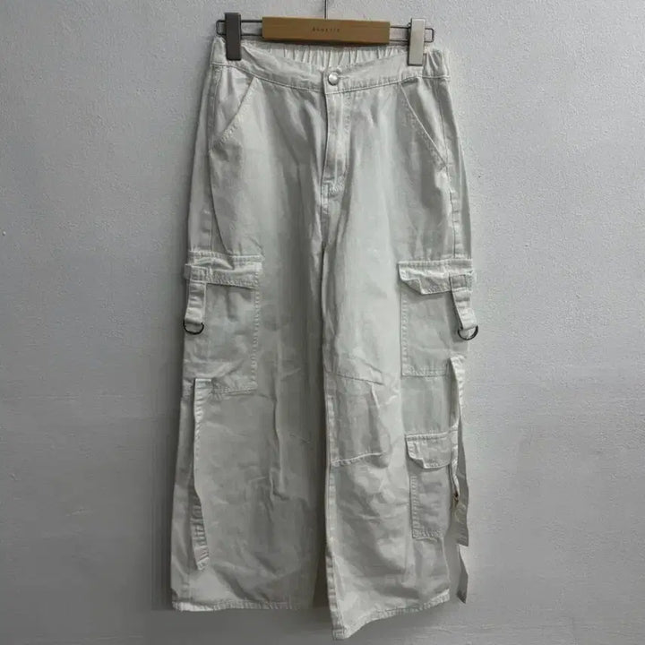 [BUNJANG] CIDER White Cargo Wide Pants (S) / CIDER 화이트 카고 와이드 팬츠 (S)