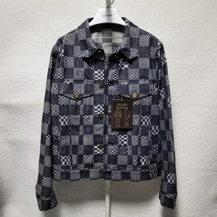 [BUNJANG] Louis Vuitton Damier Distorted Denim Jacket (Size 48) / [새상품급/백화점판] 48 / 루이비통 다미에 디스토티드 데님 자켓