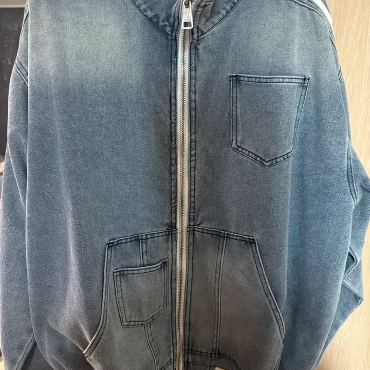 [BUNJANG] Avely Ribbed Track Denim Zip-up / *당일발송* 새상품 에이블리 시보리 트랙 데님 집업