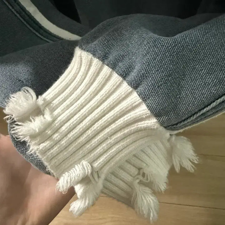 [BUNJANG] Avely Ribbed Track Denim Zip-up / *당일발송* 새상품 에이블리 시보리 트랙 데님 집업