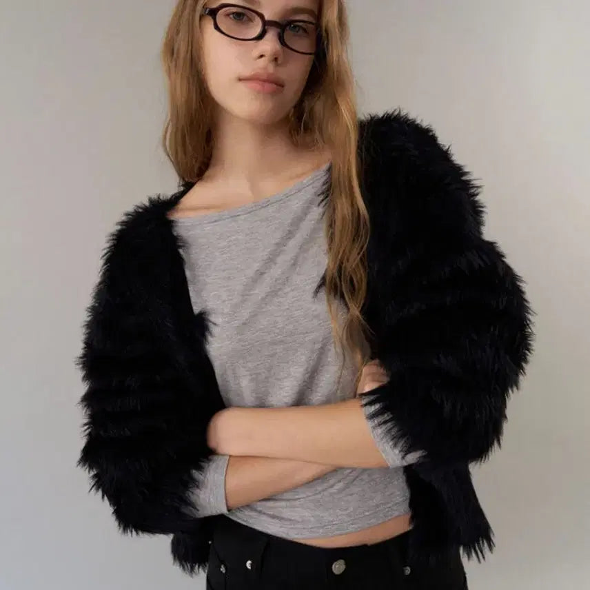 [BUNJANG] Hederment Teddy Cardigan Black / 헤더먼트 테디가디건 블랙