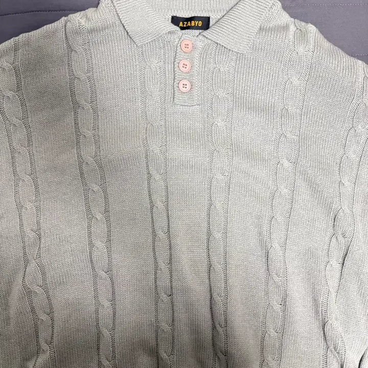 [BUNJANG] AZABYO Cable Knit Sweater / AZABYO 꽈배기 카라 니트 연회색 판매합니다.