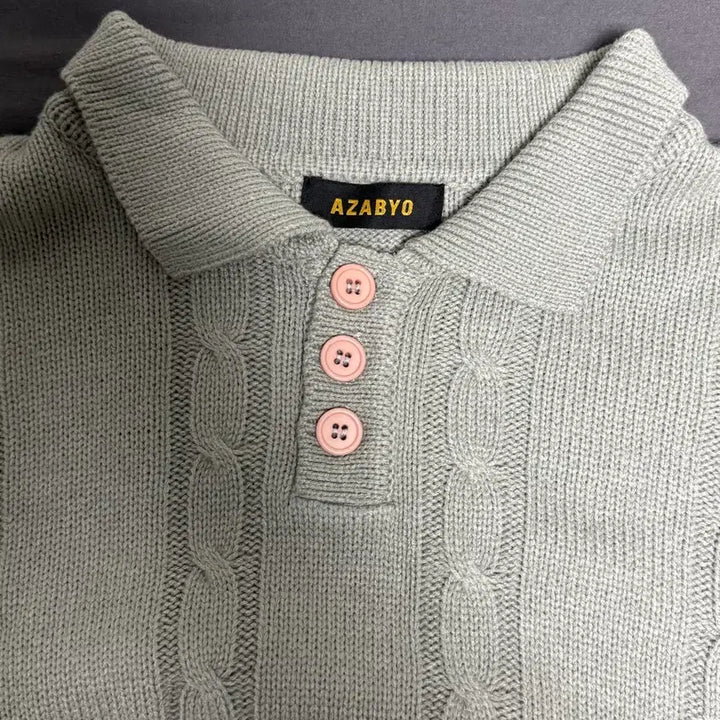 [BUNJANG] AZABYO Cable Knit Sweater / AZABYO 꽈배기 카라 니트 연회색 판매합니다.
