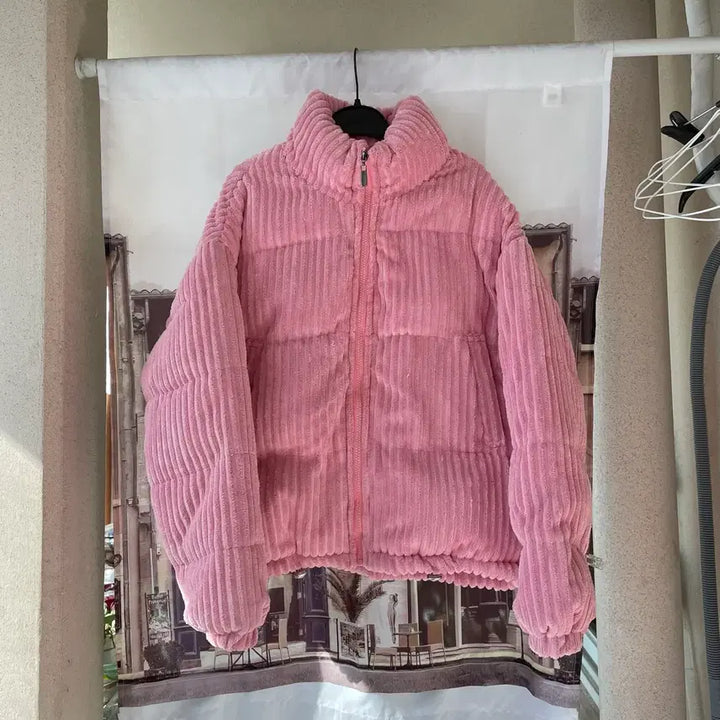 [BUNJANG] Miss Yu Pink Corduroy Short Padded Jacket / Miss yu 핑크 코듀로이 패딩 - L사이즈 판매