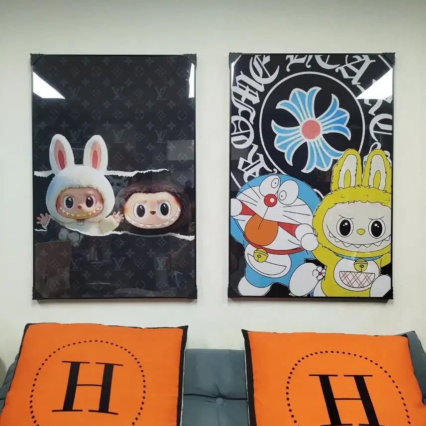 [BUNJANG] La Booboo Pop Art Painting Frame / 라부부 인형 피규어 팝아트 그림 액자 인테리어소품 그림액자 꽃