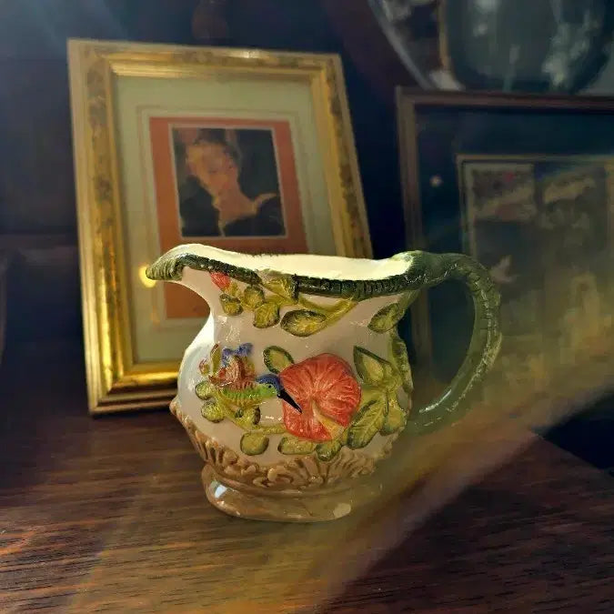 [BUNJANG] Vintage Floral Kingfisher Shell Hummingbird Pattern Pitcher Jug / 오리지널 빈티지 플라워 물총새 조개 벌새 패턴 피처 저그