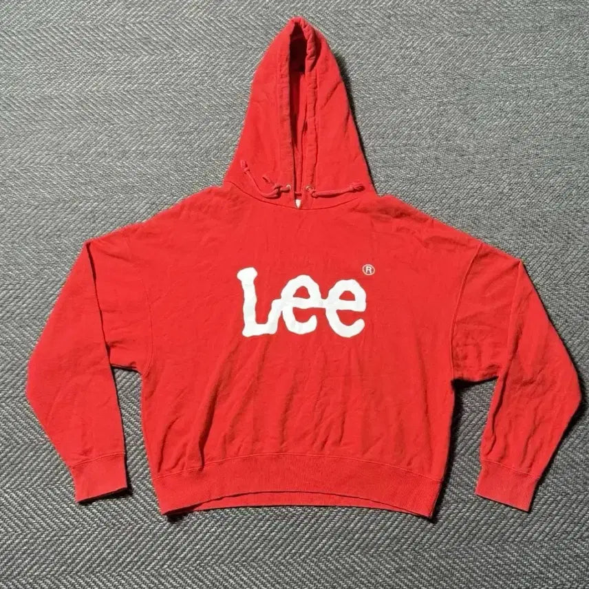 [BUNJANG] Lee Big Logo Red Crop Hoodie OS / Lee 빅로고 레드 크롭 후드티 Os