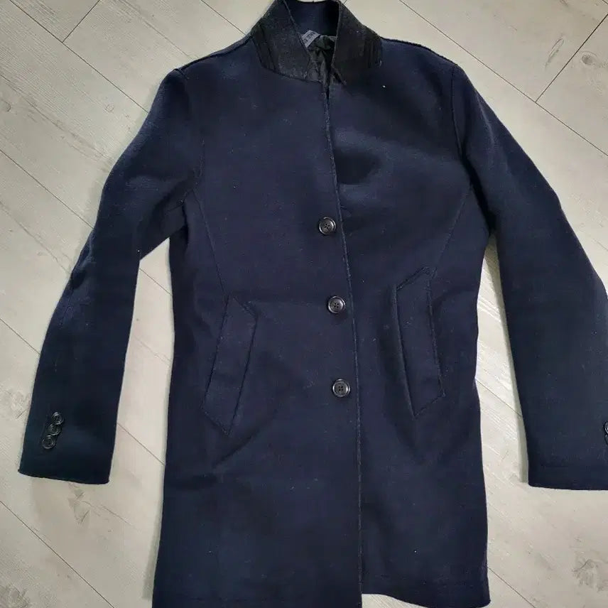 [BUNJANG] Customellow Navy Double Button Long Coat / 커스텀멜로우 네이비 더블 버튼 롱 코트