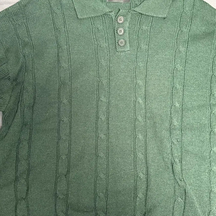 [BUNJANG] AZABYO Green Cable Knit Collar Sweater / AZABYO 그린 꽈베기 카라 니트 판매합니다.