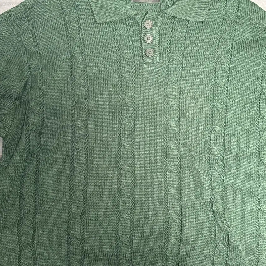 [BUNJANG] AZABYO Green Cable Knit Collar Sweater / AZABYO 그린 꽈베기 카라 니트 판매합니다.