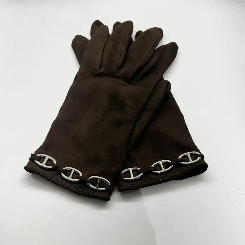 [BUNJANG] Hermes Chained'Ancre De Skin Suede Gloves / 정품) 에르메스 샹달 디어스킨 스웨이드 글러브