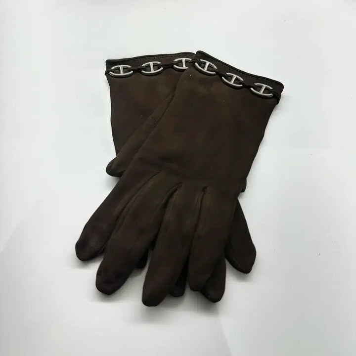 [BUNJANG] Hermes Chained'Ancre De Skin Suede Gloves / 정품) 에르메스 샹달 디어스킨 스웨이드 글러브