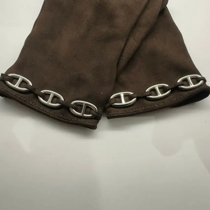[BUNJANG] Hermes Chained'Ancre De Skin Suede Gloves / 정품) 에르메스 샹달 디어스킨 스웨이드 글러브