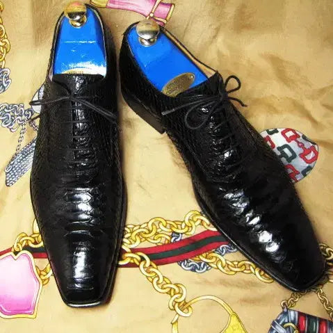 [BUNJANG] Bespoke Oxford Shoes / 이태리명품 에바노 블랙 스네이크 스킨 비스포크 옥스포드 275