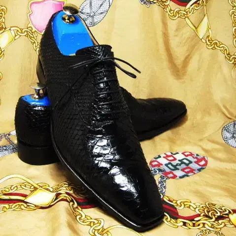 [BUNJANG] Bespoke Oxford Shoes / 이태리명품 에바노 블랙 스네이크 스킨 비스포크 옥스포드 275