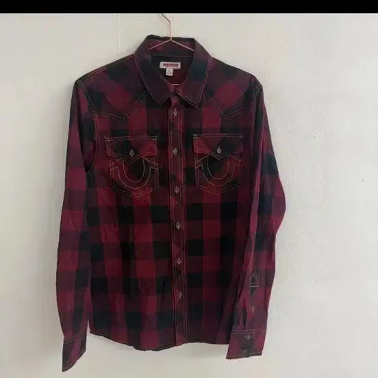 [BUNJANG] Fubu Western Red Pattern Shirt (L) / 90S푸부(Fubu) 트루릴리전 웨스턴 레드 패턴 셔츠 (L)