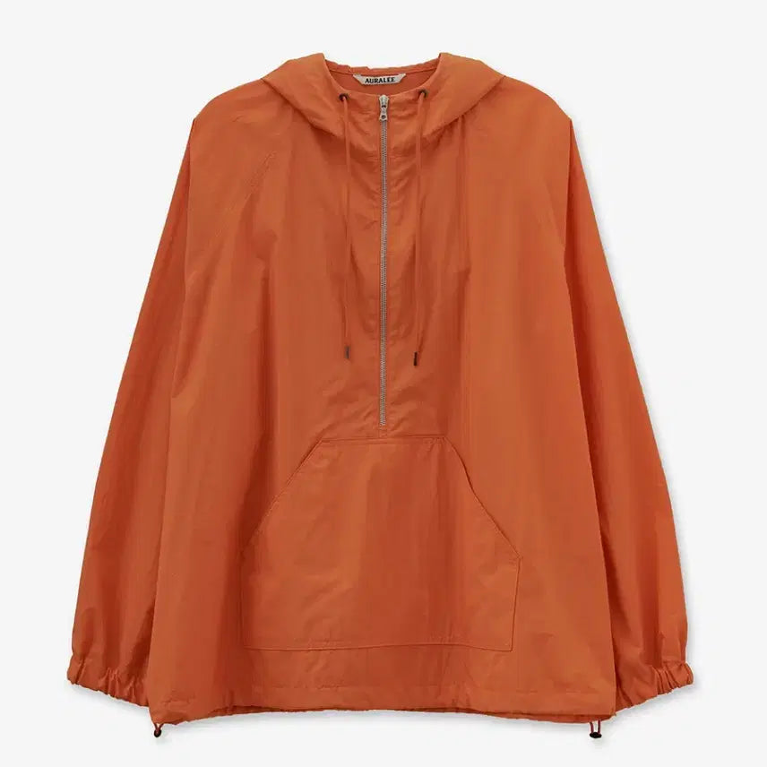 [BUNJANG] AURALEE Washed Nylon Weather Cotton Zip-Up Pullover Orange / [4] 오라리 워시드 나일론 웨더 코튼 집업 풀오버 오렌지
