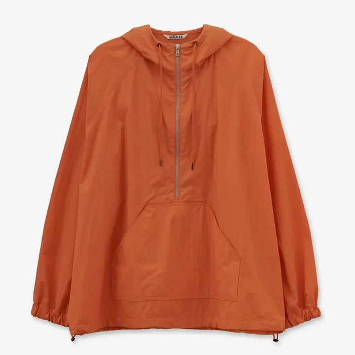 [BUNJANG] AURALEE Washed Nylon Weather Cotton Zip-Up Pullover Orange / [4] 오라리 워시드 나일론 웨더 코튼 집업 풀오버 오렌지