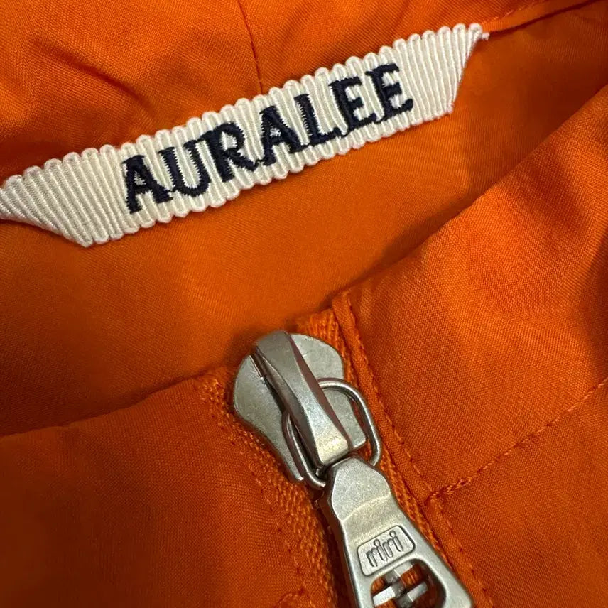 [BUNJANG] AURALEE Washed Nylon Weather Cotton Zip-Up Pullover Orange / [4] 오라리 워시드 나일론 웨더 코튼 집업 풀오버 오렌지