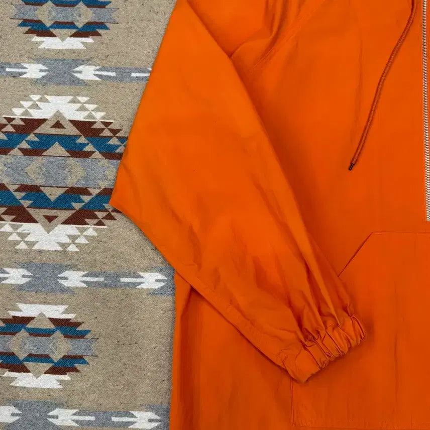 [BUNJANG] AURALEE Washed Nylon Weather Cotton Zip-Up Pullover Orange / [4] 오라리 워시드 나일론 웨더 코튼 집업 풀오버 오렌지