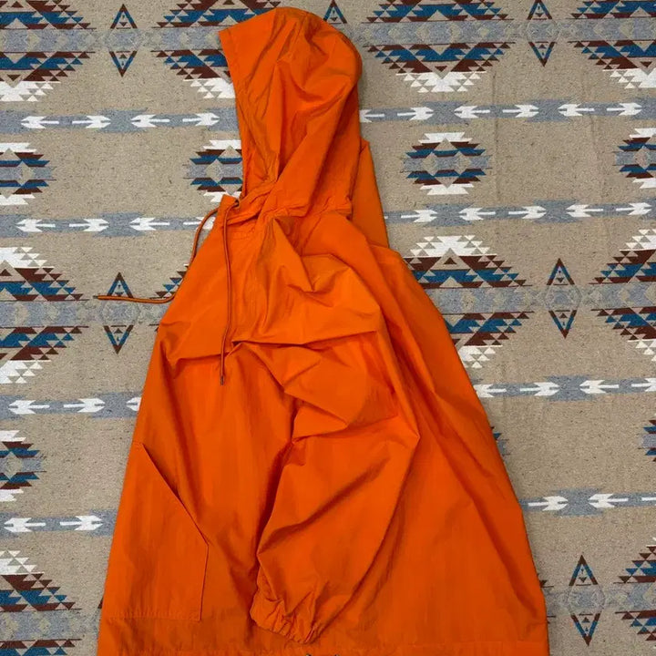 [BUNJANG] AURALEE Washed Nylon Weather Cotton Zip-Up Pullover Orange / [4] 오라리 워시드 나일론 웨더 코튼 집업 풀오버 오렌지