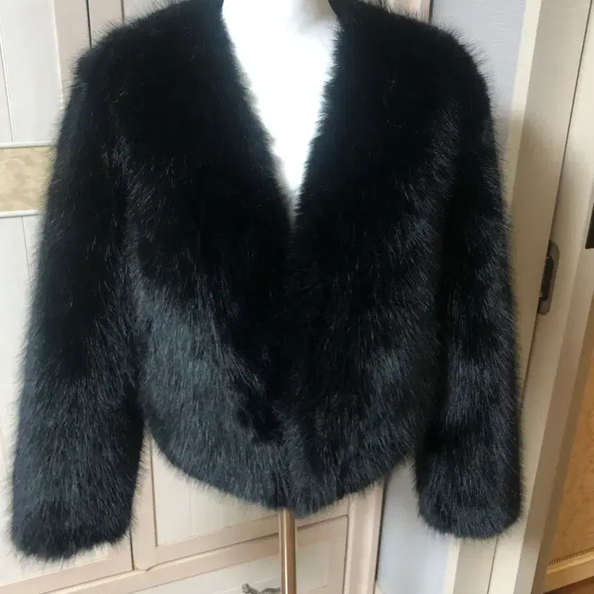 [BUNJANG] Eco Fur Black Jacket / 에코퍼블랙자켓