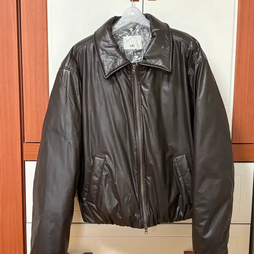 [BUNJANG] OiOi Leather Padded Jacket Brown M / 오아이오아이 레더 패딩 브라운M