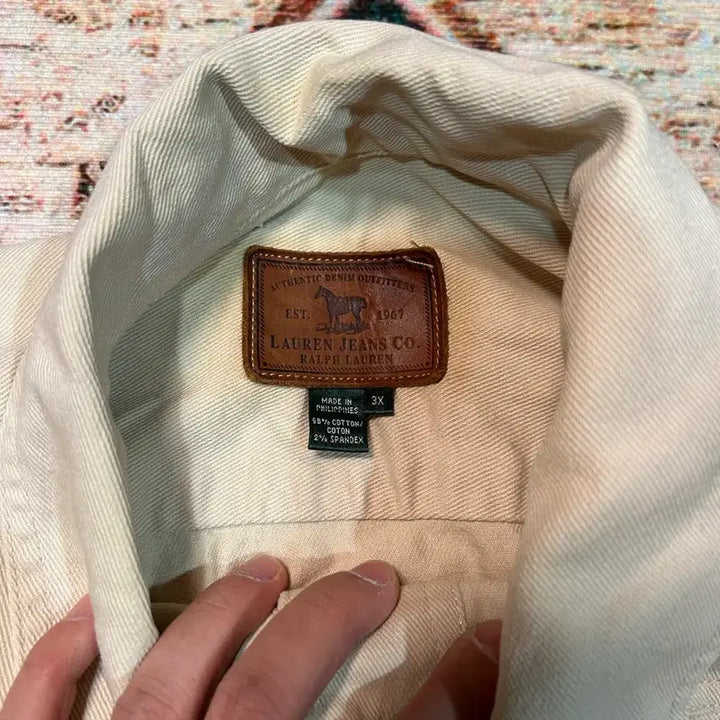 [BUNJANG] Lauren Ralph Lauren Beige Denim Jacket / [XL] 로렌 랄프로렌 베이지 데님자켓