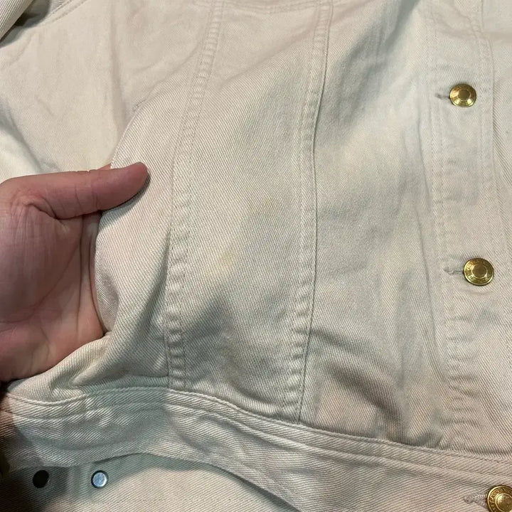 [BUNJANG] Lauren Ralph Lauren Beige Denim Jacket / [XL] 로렌 랄프로렌 베이지 데님자켓