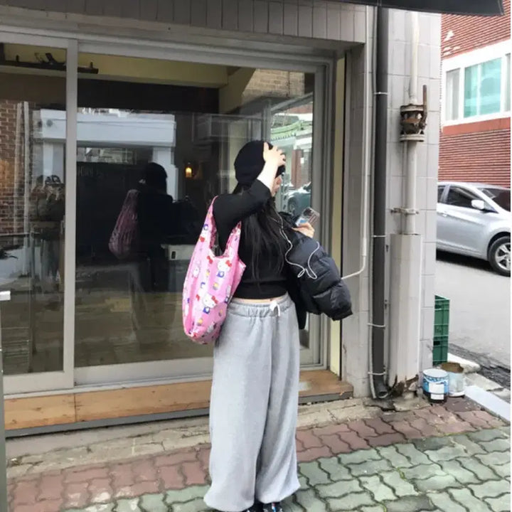 [BUNJANG] Urban Room Bear Fleece Jogger Gray / 어반룸 곰돌이 후리스조거 그레이