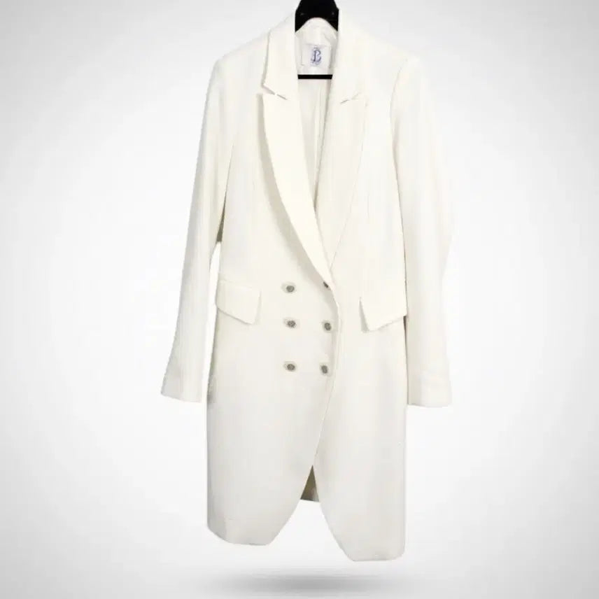 [BUNJANG] Vintage King Blue Lace Double Long Jacket - Women's 55 / 여성55/블루레이스 여성 베이직 더블롱자켓IV 빈티지킹 8-1