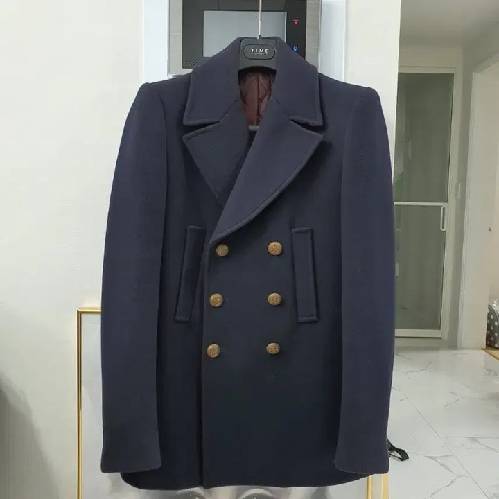 [BUNJANG] System Homme Slim Fit Navy Duffle Coat Jacket / 시스템옴므 남성 슬림핏 더플 코트 자켓 95
